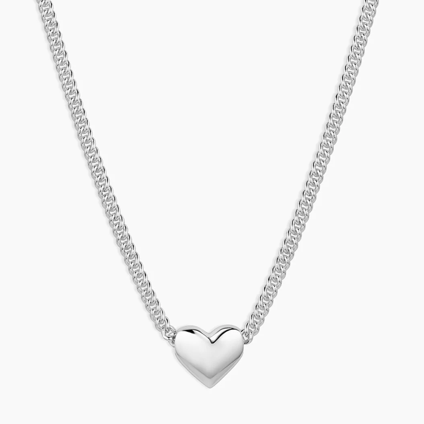 Lou Heart Charm Necklace in Silver