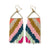Whitney Diagonal Stripe Beaded Fringe Earrings Rainbow