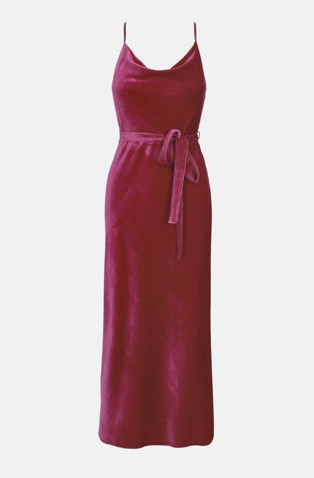 Zana Velvet Cowl Neck Slip Dress - Pink