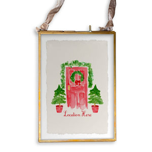 Holiday Red Door with Location: - / Dishtowel