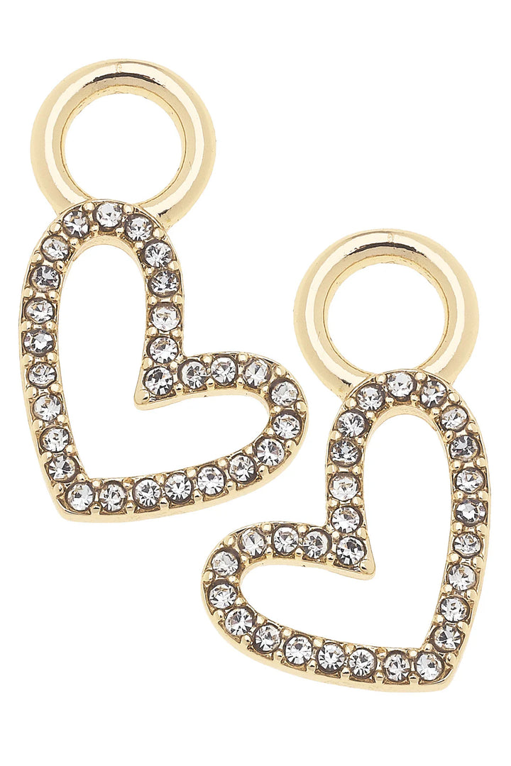 Pave Open Heart Huggie Charms in Shiny Gold