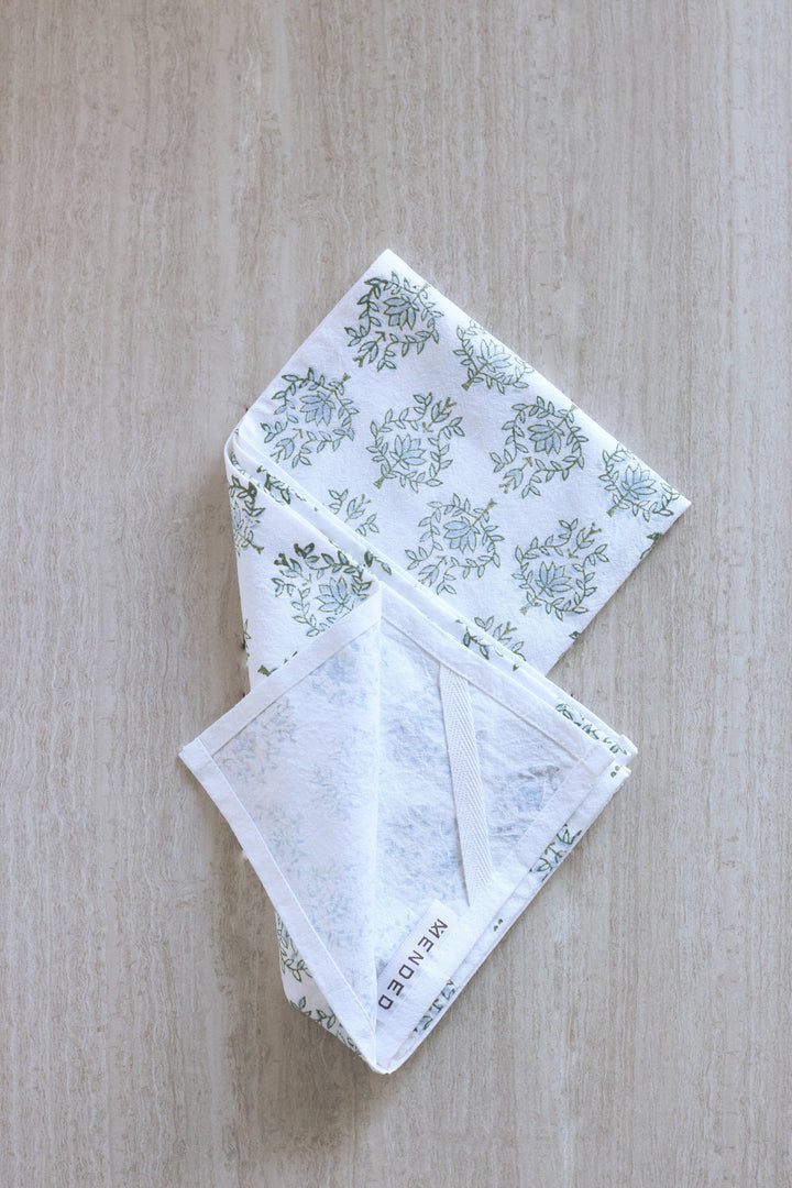 Tea Towel - Lotus, Sage & Uniform Blue