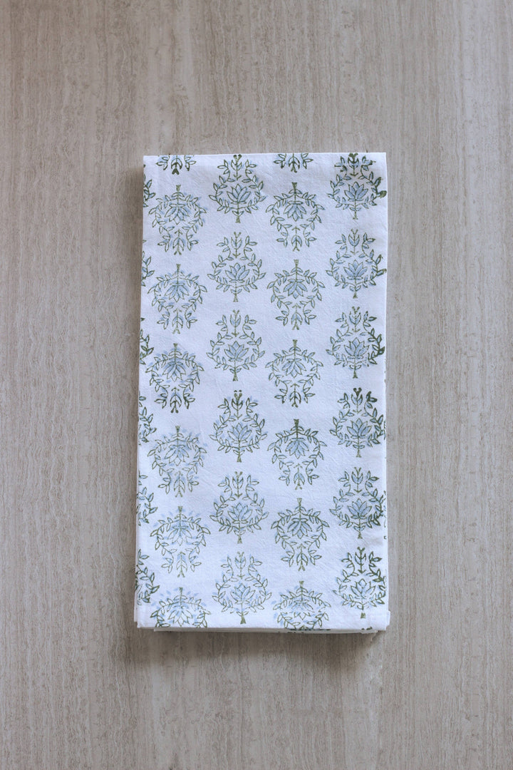 Tea Towel - Lotus, Sage & Uniform Blue