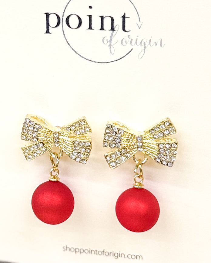 Red bow earrings 