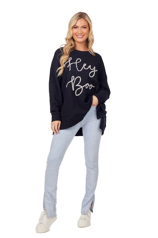 Hey Boo Sparkle Sweatshirt - Women's