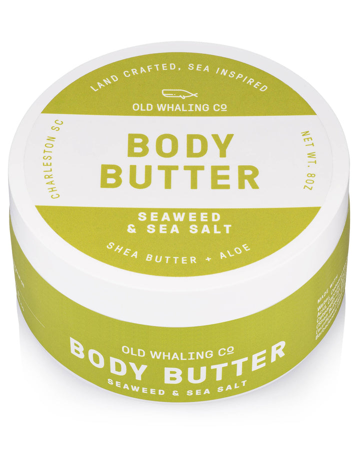 Jar of Old Whaling Co. Body Butter with Seaweed & Sea Salt on a white background