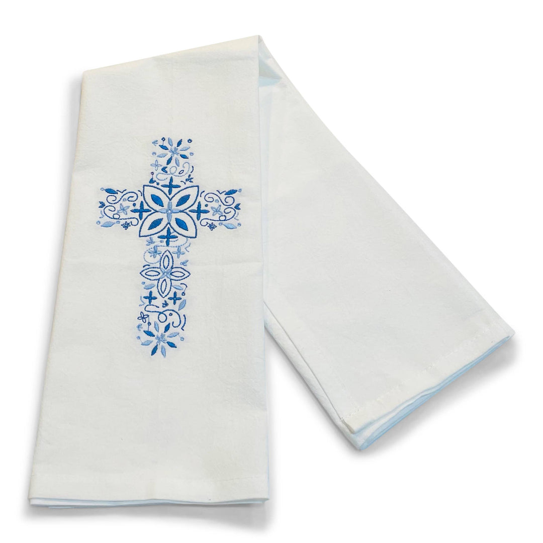 Towel - Blue Floral Cross