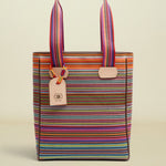 Consuela Ale Chica Tote woven stripes with leather accent handles