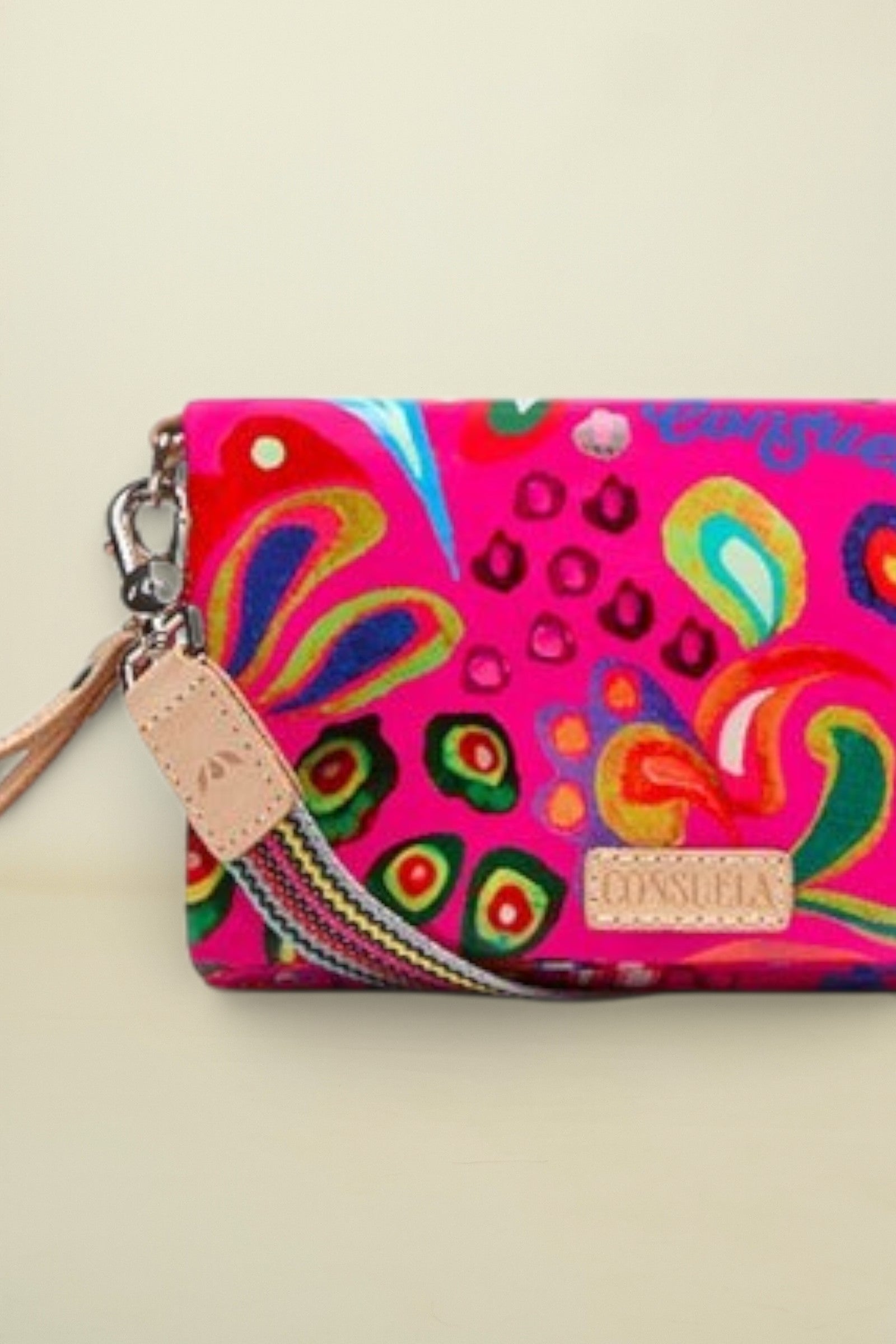 Consuela Ceci Uptown Crossbody, pink printed vinly clutch