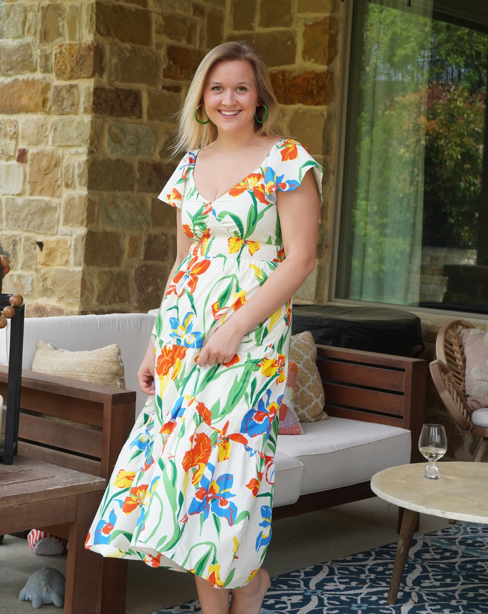 Tiered Floral Print Maxi Dress
