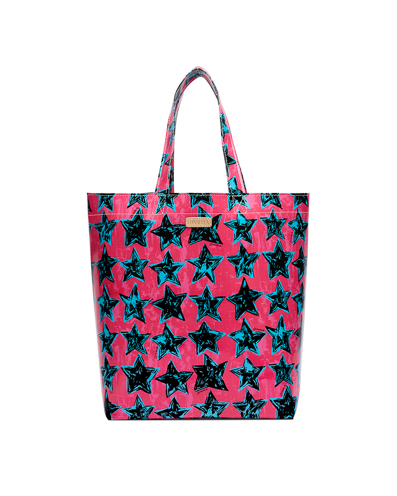Tote bag with star pattern on a white background