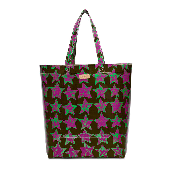 Tote bag with star pattern on a white background
