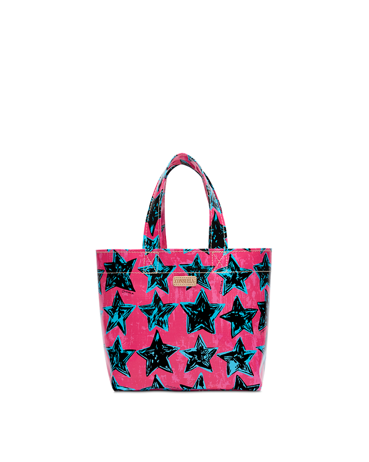 Tote bag with star pattern on a pink background