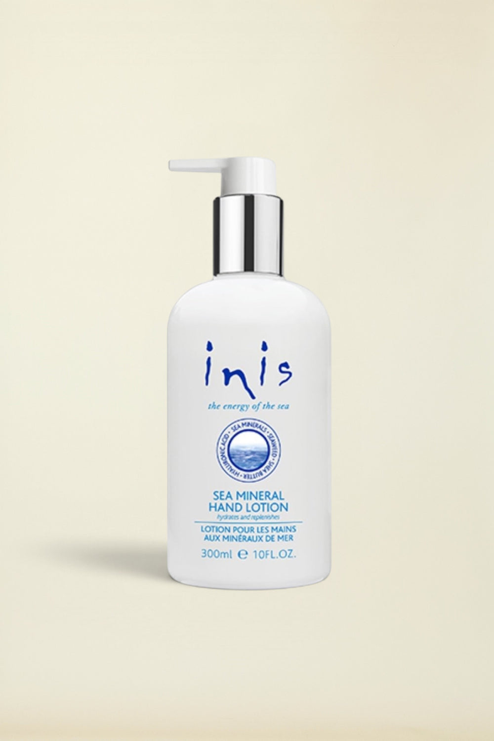 Inis sea mineral hand lotion is light but deeply moisturizing.  Glycerine and hyaluronic acid lock in moisture for lasting hydration.  Energy of the Sea is their signature scent that captures the coolness, clarity and purity of the ocean. Inis contributes to the protection and conservation of Whales and Dolphins.  Shea Butter Grapeseed Oil Hyaluronic Acid Vitamin B & E Seaweed Extracts Never tested on animals 10 oz.