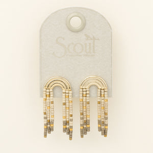 Chromacolor Miyuki Rainbow Fringe Earring - Pewter/Gold
