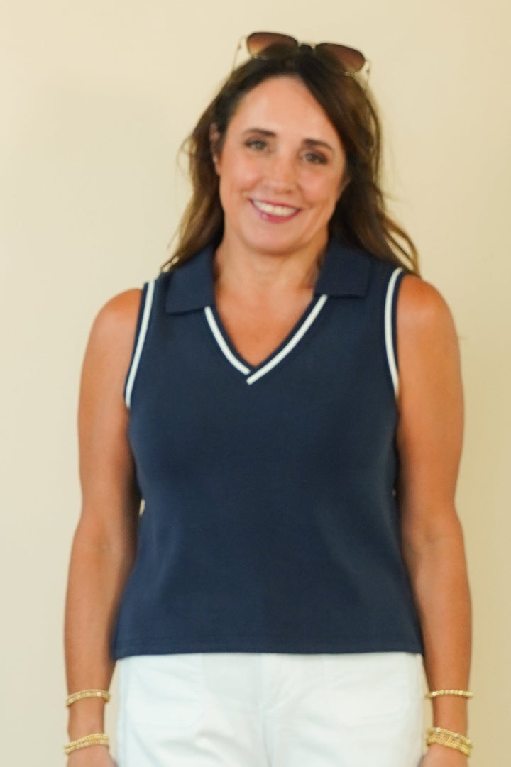 Match Point Polo Top in Navy