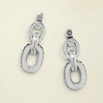 Pair of silver chain-link earrings on a white background
