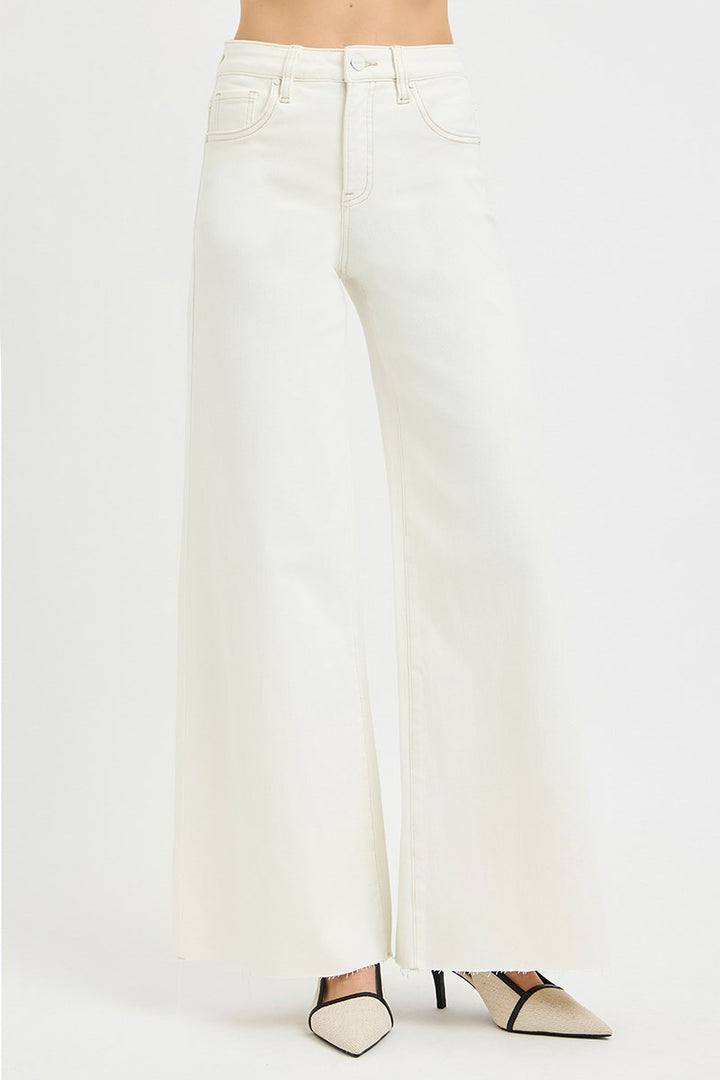 White wide-leg pants on a white background