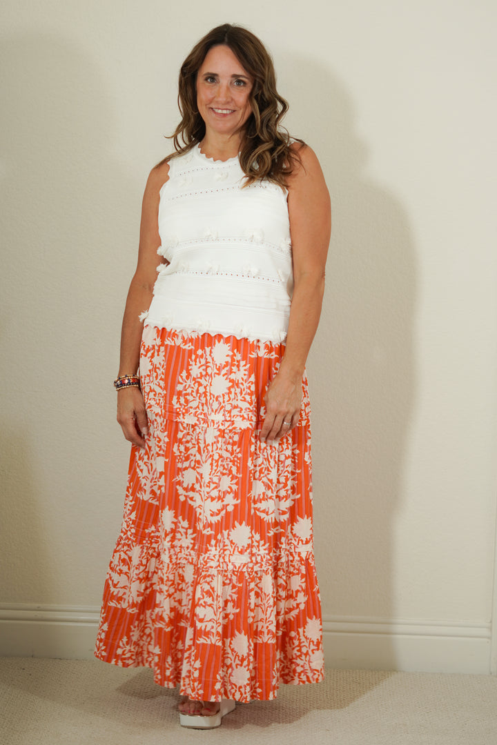 THML Block Print Tiered Maxi Skirt