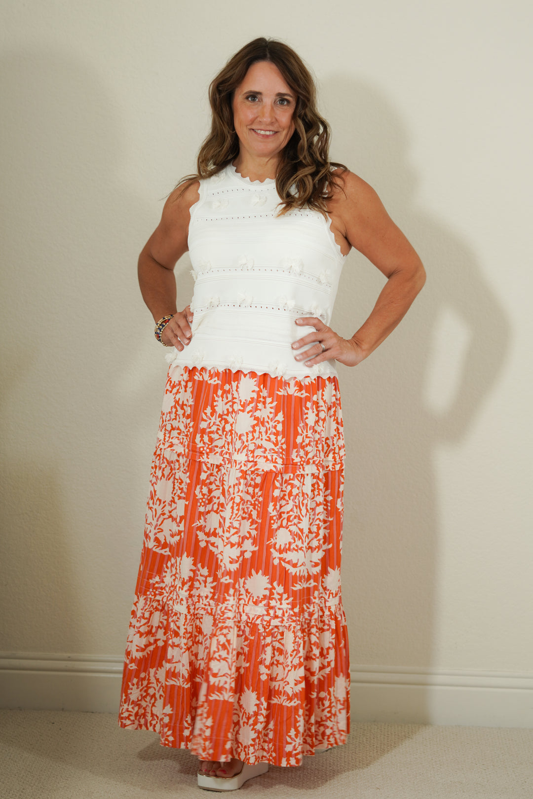 THML Block Print Tiered Maxi Skirt