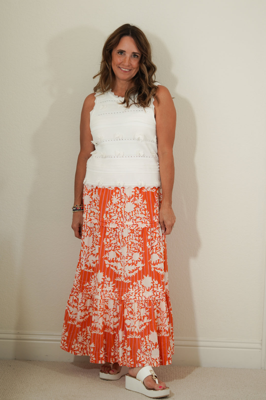 THML Block Print Tiered Maxi Skirt