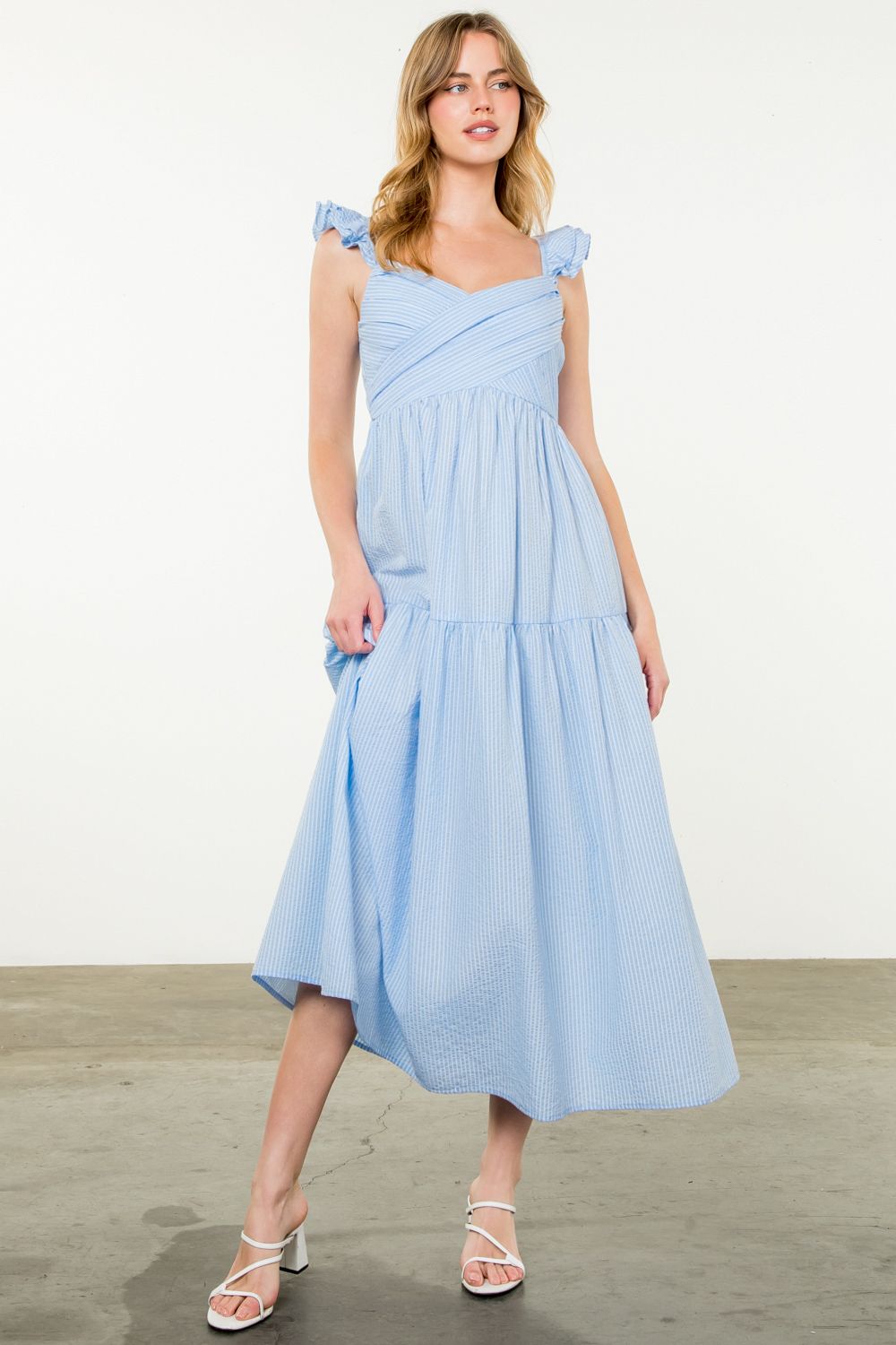 Arden Blue Seersucker Dress