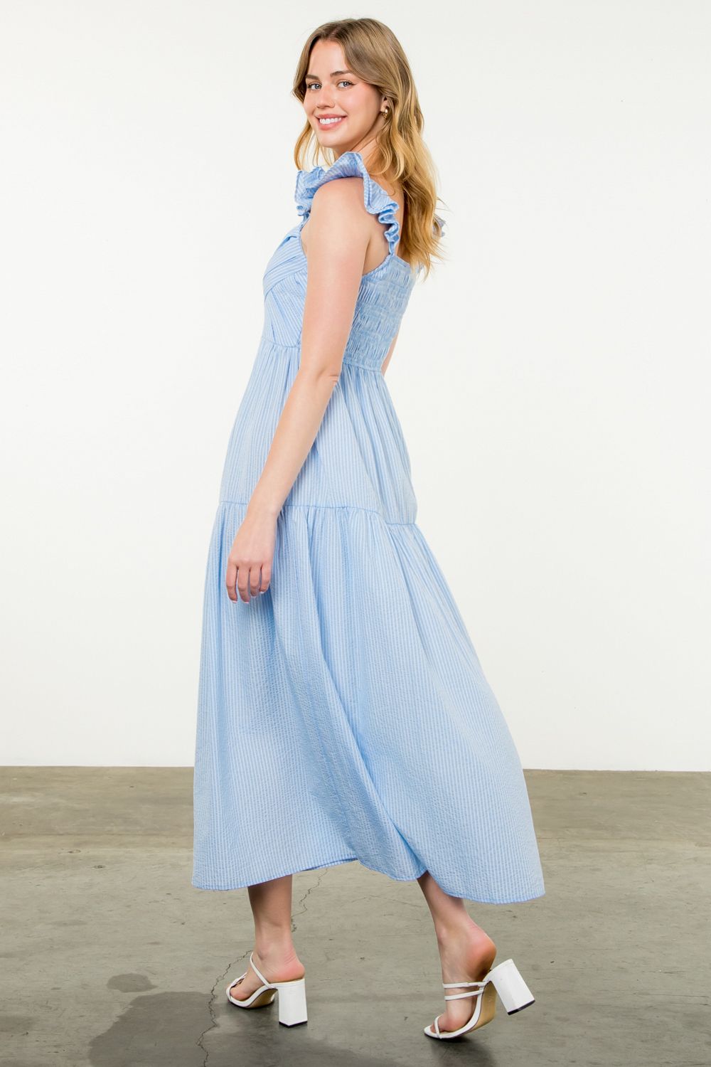 Arden Blue Seersucker Dress