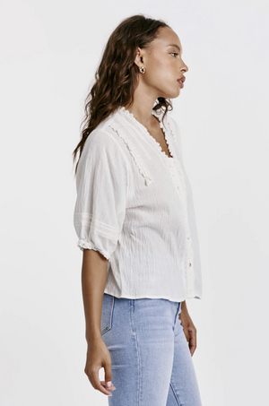 Alya Lace Trim Shirt - White