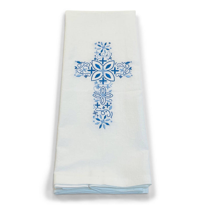 Towel - Blue Floral Cross