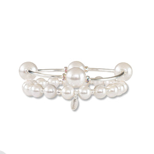 12mm Crystal White Pearl Blessing Bracelet: L