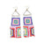 Brooke Squares Beaded Fringe Earrings Neon White