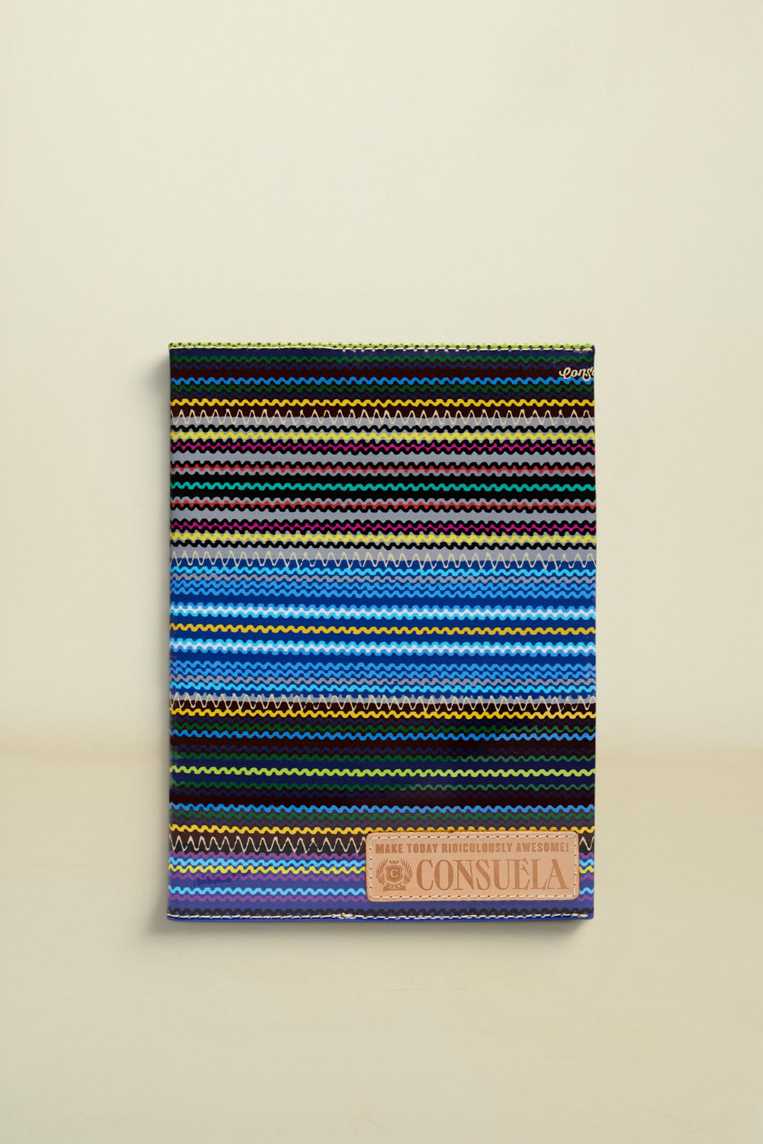 Striped fabric with Consuela branding on a white background