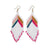 Elise Chevron with Stripes Beaded Fringe Earrings White Rainbow