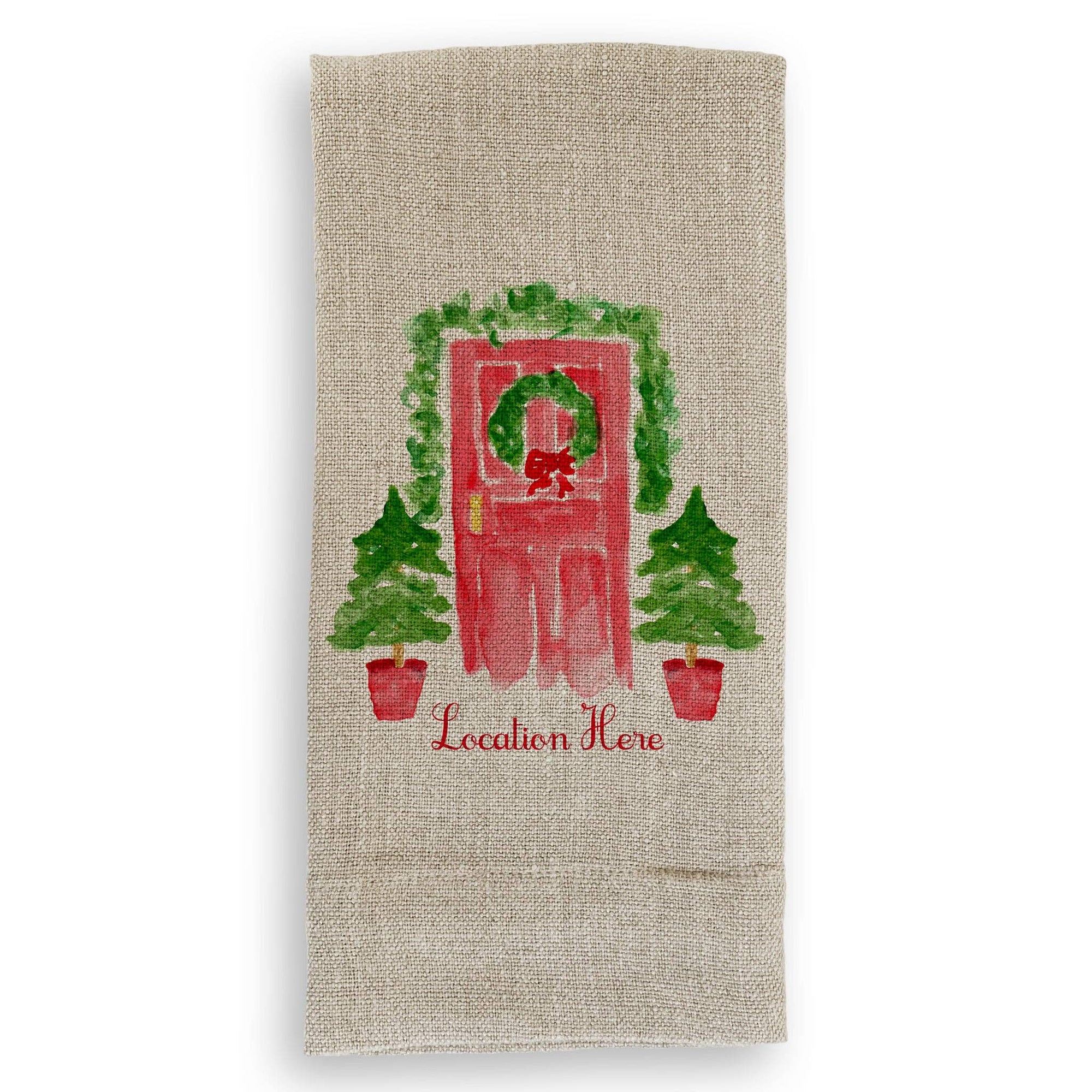 Holiday Red Door with Location: - / Dishtowel