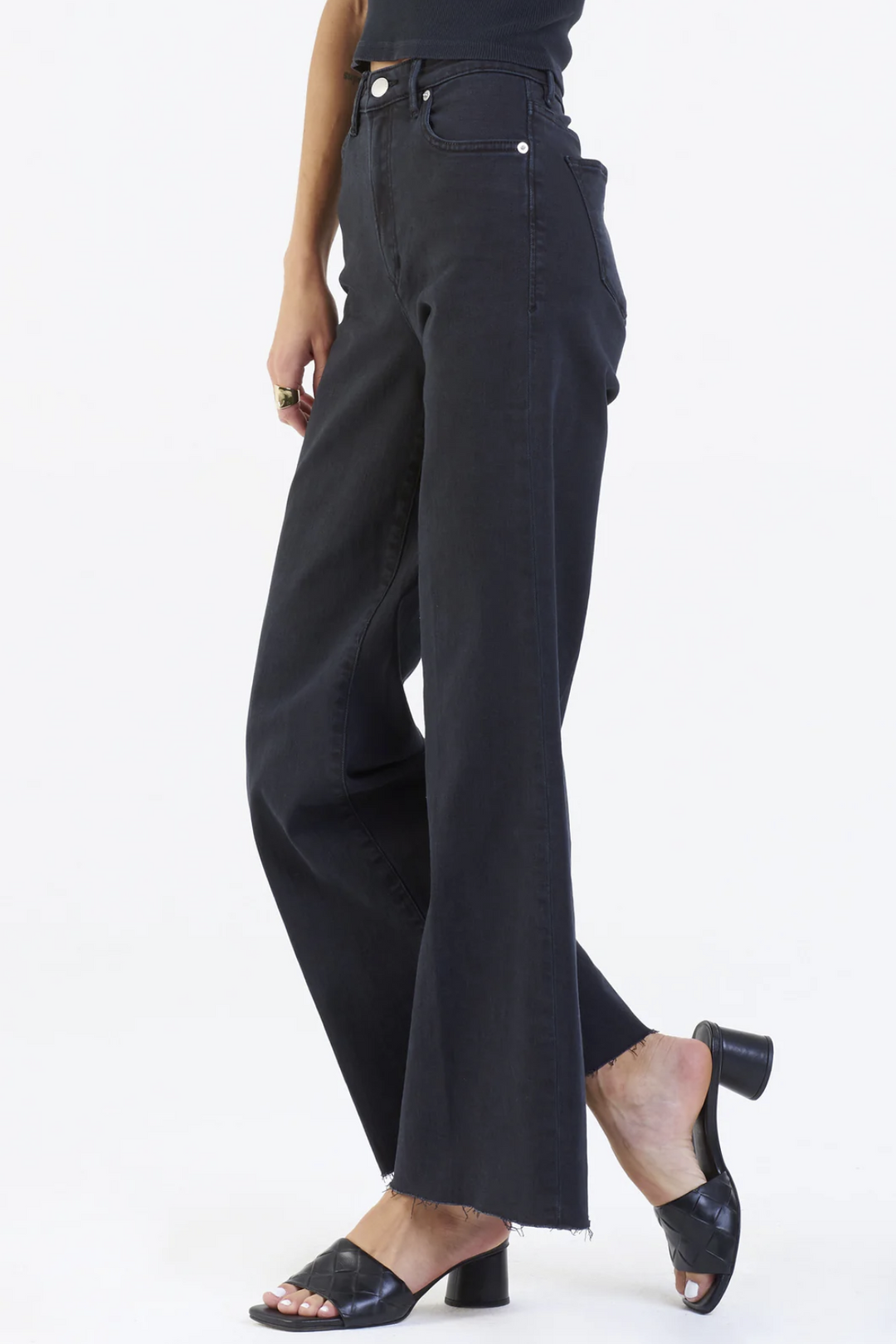 Fiona Super High Rise Wide Leg Jeans - Black