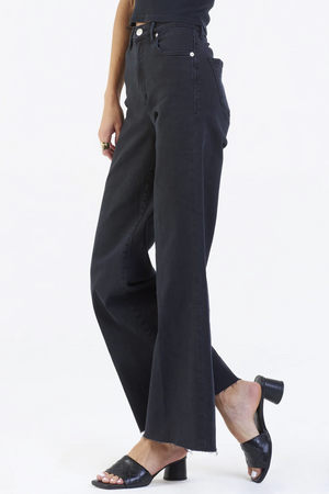 Fiona Super High Rise Wide Leg Jeans - Black