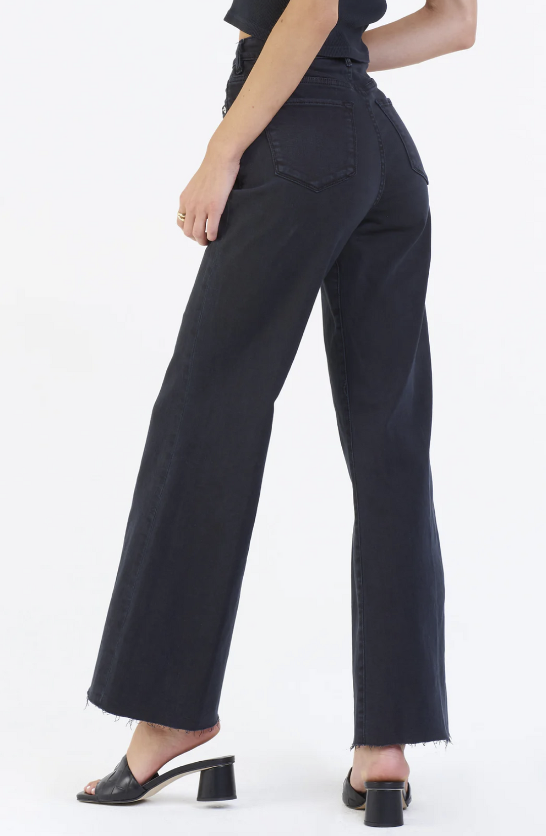 Fiona Super High Rise Wide Leg Jeans - Black