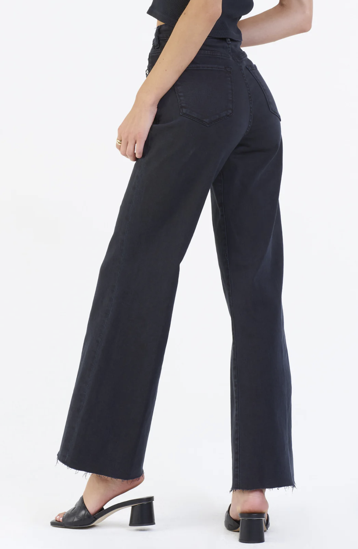 Fiona Super High Rise Wide Leg Jeans - Black