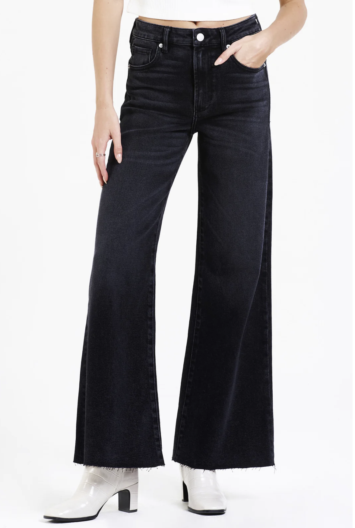 Fiona Super High Rise Wide Leg Jeans - Stoneleigh