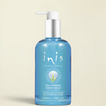 A 300ml bottle of Inis Sea Mineral Hand Wash with a blue body, silver pump, and white label, set against a plain white background.