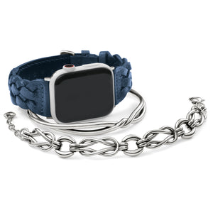 Sutton Braided Leather Watch Band French Blue