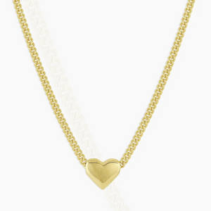 Lou Heart Charm Necklace in Gold