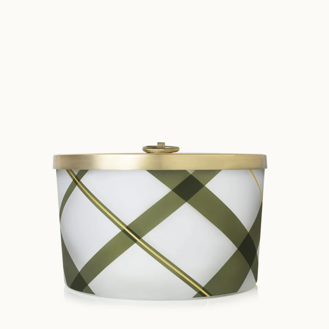Thymes - Frasier Fir Frosted Plaid 3-Wick Candle