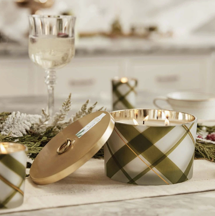 Thymes - Frasier Fir Frosted Plaid 3-Wick Candle