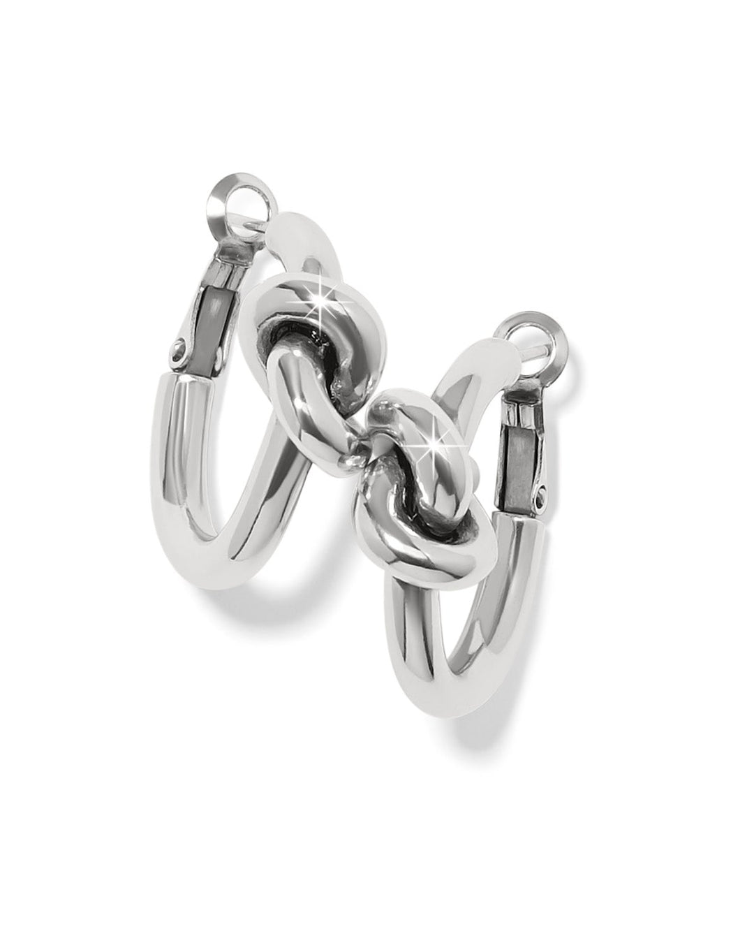 Silver chain-link earring on a white background