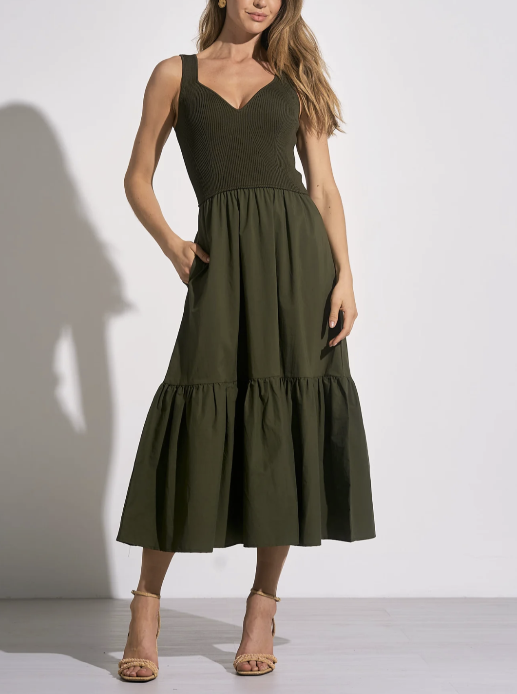 Rhodes Mixed Material Maxi Dress