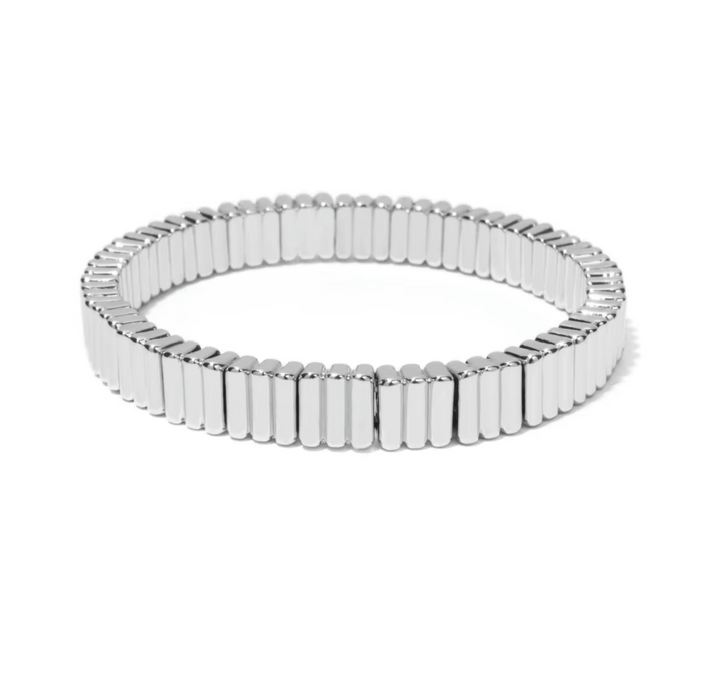 Silver bracelet on a white background