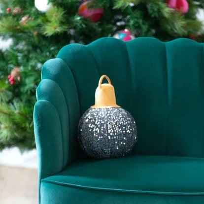 Merry Bauble Sequin Small Pillow Silver
