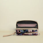 Multicolored wallet with zipper on a white background