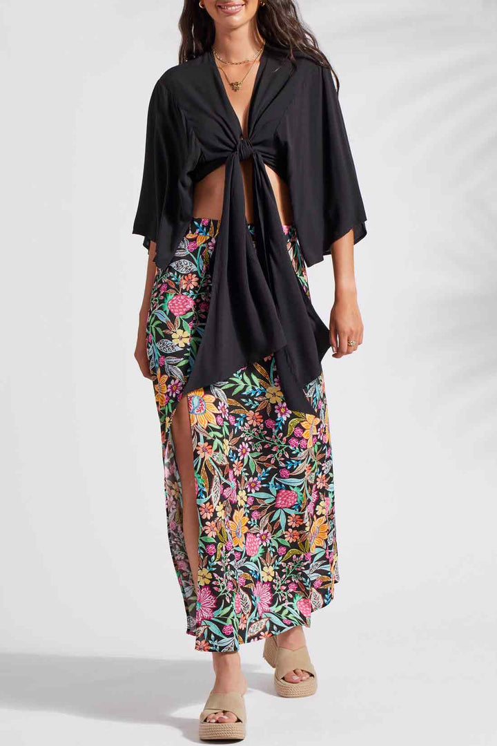 Kimono Tie Front Top Black